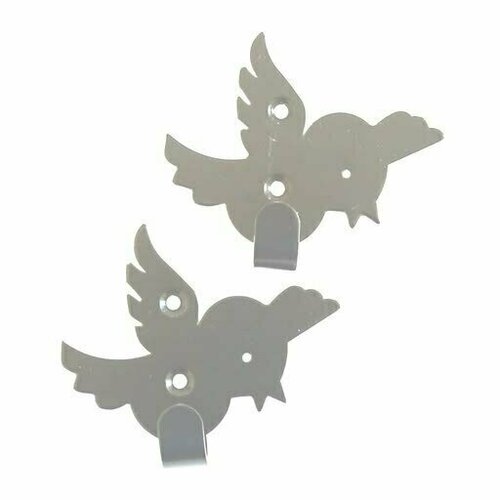 Набор крючков (2шт) Птицы, серебряный, металл