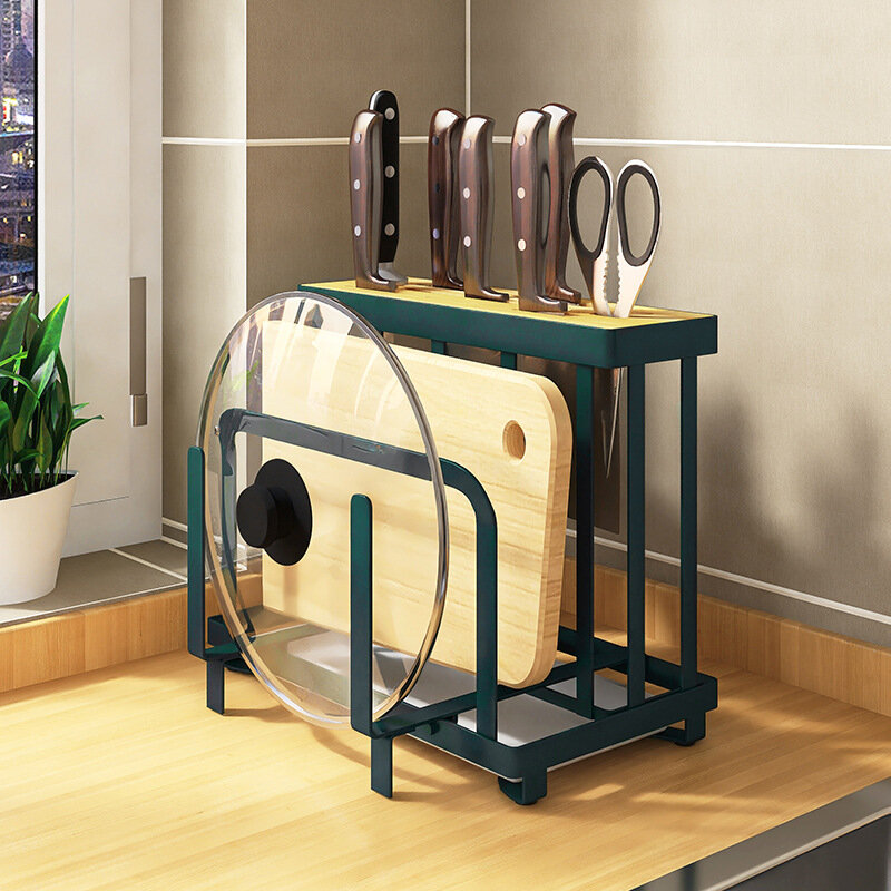 Подставка-держатель кухонный металлический универсальный настенный и настольный 2в1, для столовых приборов, ножей, полотенец, досок, крышек.