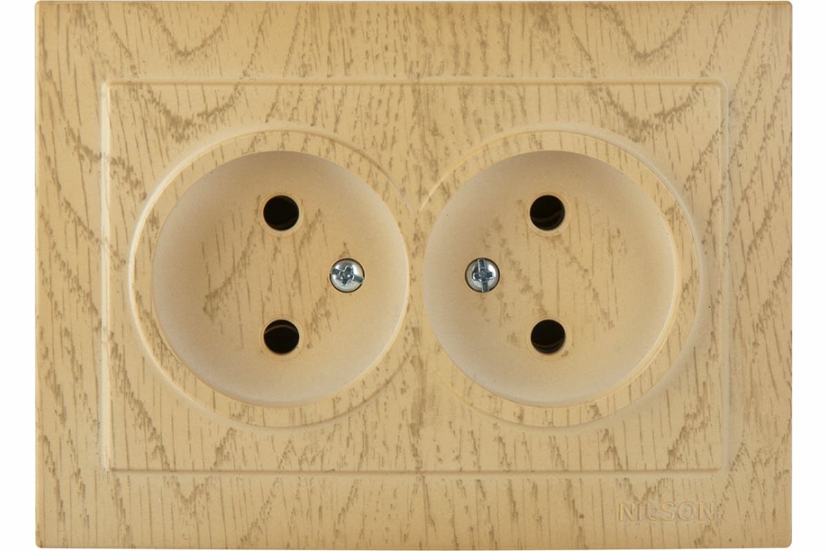 Розетка Nilson Thema 24201024  2 гнезда  IP20  без заземляющего контакта  кленовый цвет
