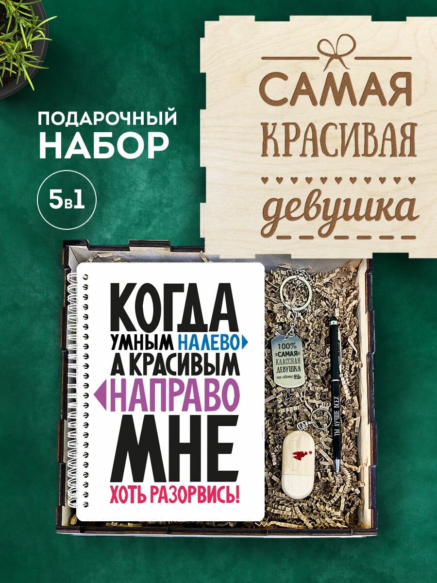 Подарочный набор в коробке "Самая красивая девушка" подарок девушке (4 предмета)