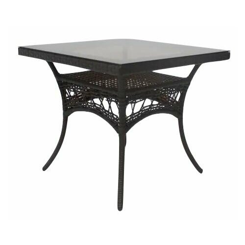 Стол садовый квадратный Deco 85x85x75 см искусственный ротанг темно-коричневый 49000₽