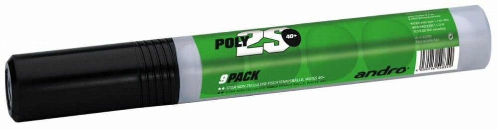 Andro Мячи пластиковые POLY-2S ** 40+ 9 шт. в цилиндре белые