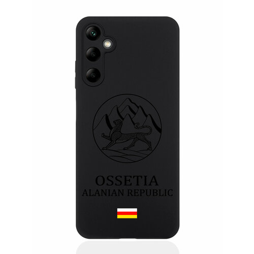 Черный силиконовый чехол SignumCase для Samsung A05S Черный лаковый Герб Северной Осетии