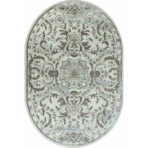 Ковер Овальный на пол в гостиную в спальню 100х200 см бежевый классический ворс 9 мм 316398 KoverVDom