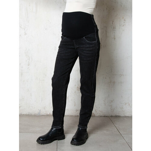 Джинсы мом Мамуля Красотуля, размер 50 (XL), черный, серый джинсы скинни мамуля красотуля размер 50 xl серый черный