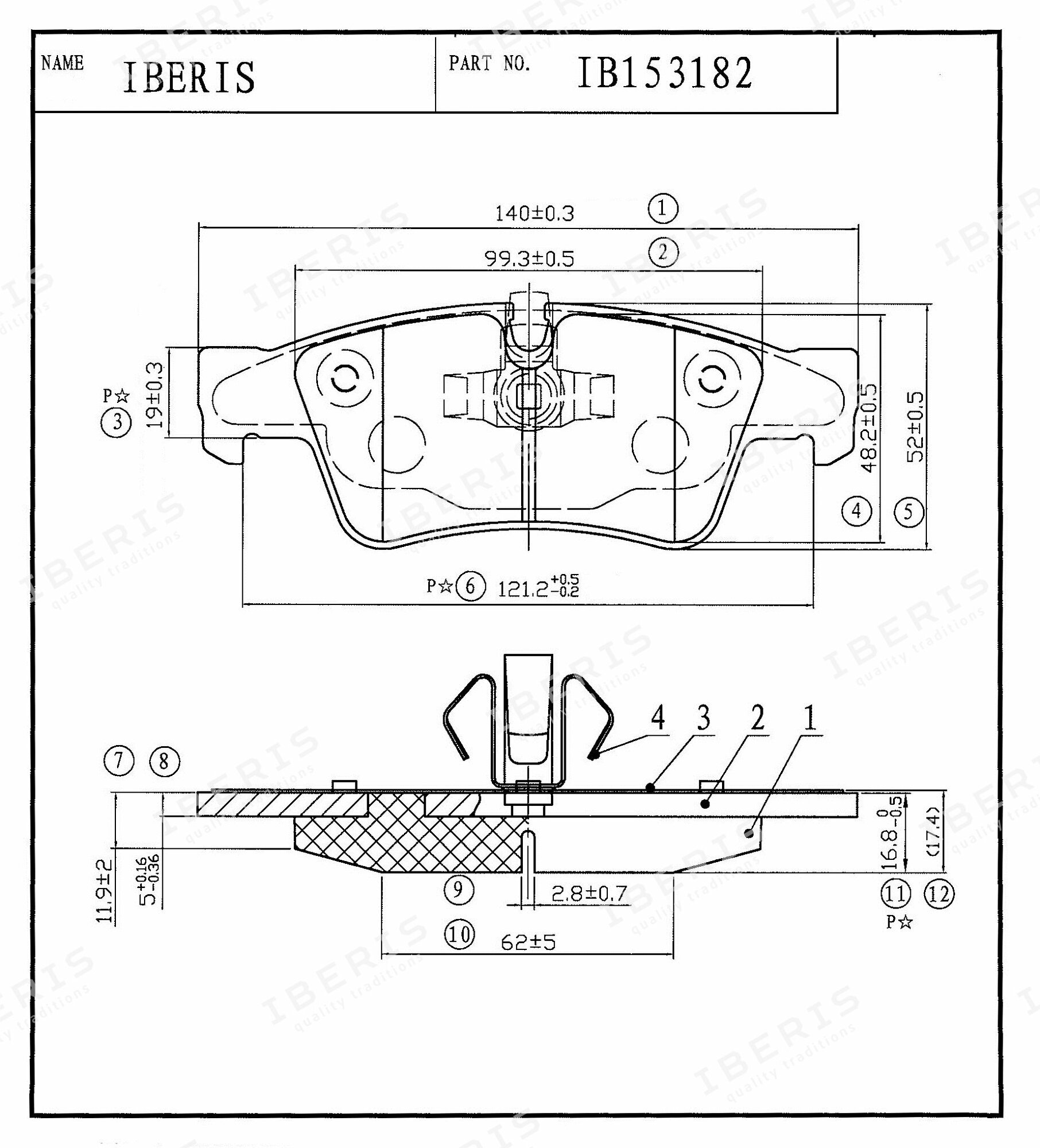 IBERIS колодки тормозные задниение комплект mercedes cl (216) 06-, gl (164) 06-, glk (204) 08-, ml (164) 05- ib153182 (OEM a0044205220)