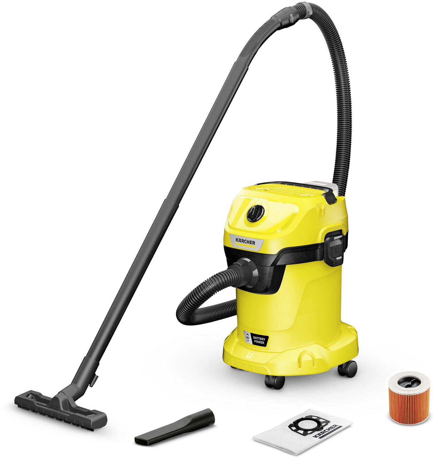 Строительный пылесос Karcher WD 3-18 V-17/20 (уборка: сухая) желтый