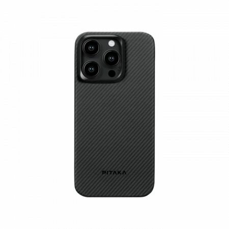 Чехол Pitaka MagEZ Case 4 для iPhone 15 Pro (6.1"), Black/Grey (Kl1501PА) кевлар (арамид) 600D (узкое плетение)