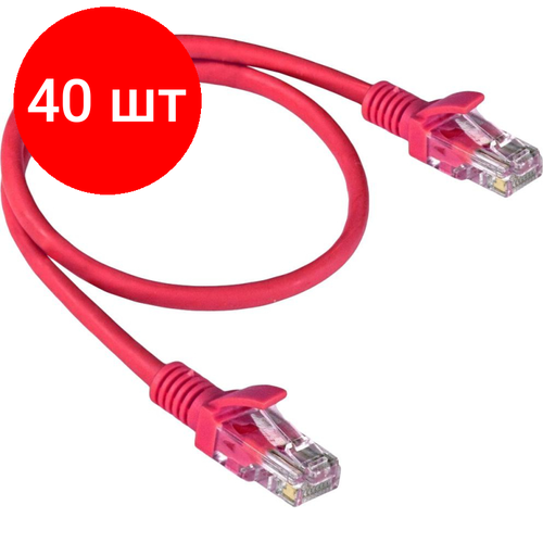 Комплект 40 штук, Патч-корд ExeGate UTP-RJ45-RJ45-5e-0.5M-LSZH-RD, cat.5e, 0.5м комплект 50 штук патч корд exegate utp rj45 rj45 5e 0 5m lszh rd cat 5e 0 5м