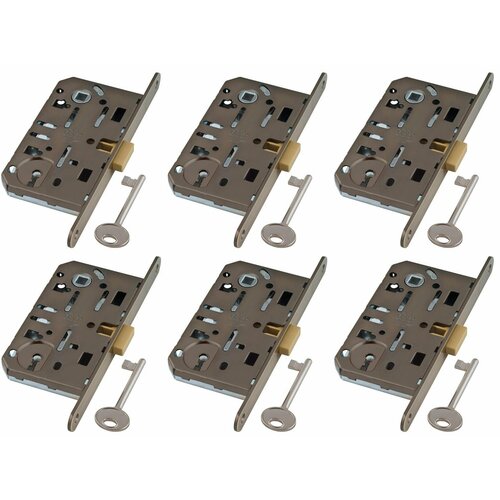 Замок межкомнатный под ключ AGB АГБ античная бронза без ответной планки MEDIANA POLARIS B061015012 комплект 6 штук 10888₽