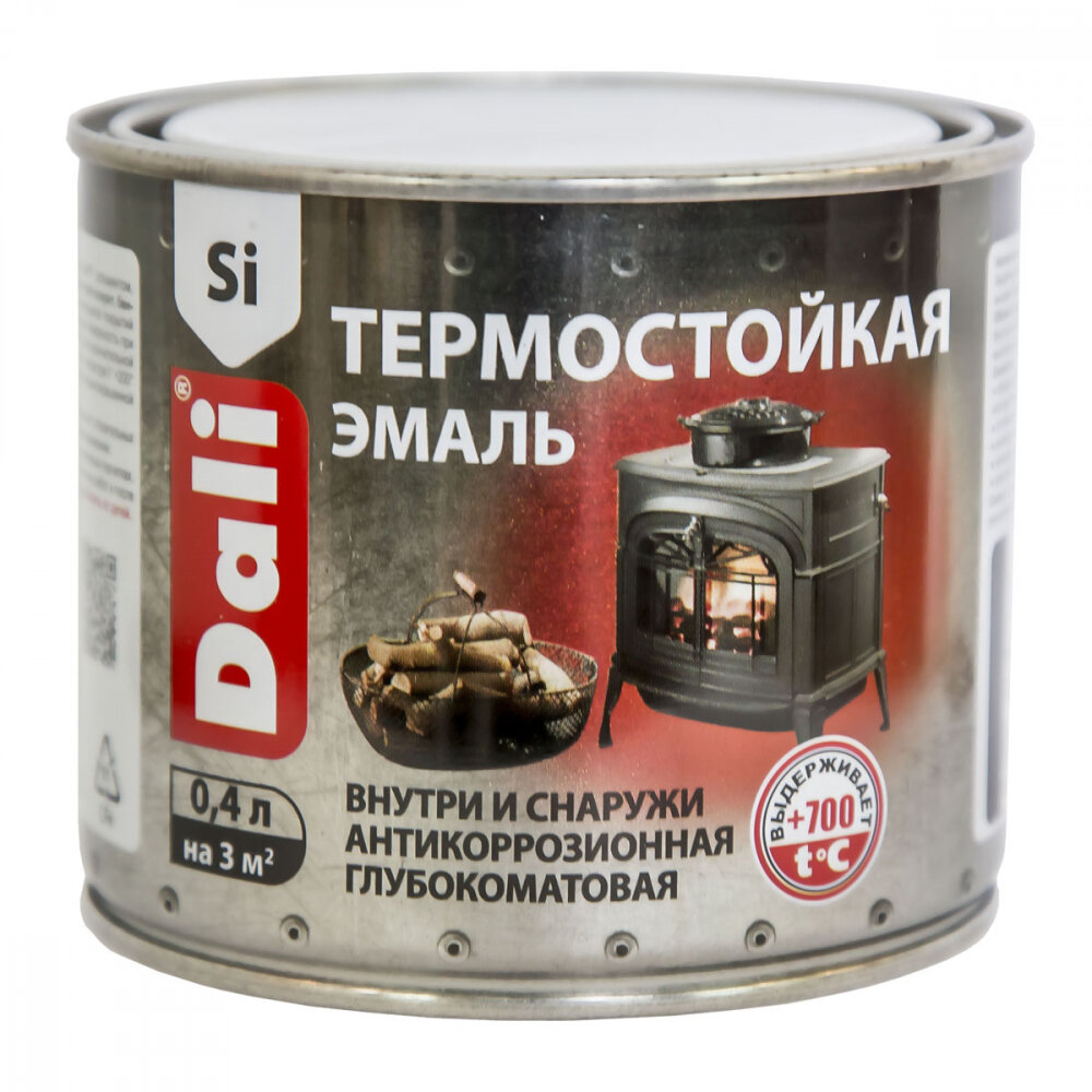 Dali / Дали Эмаль термостойкая кремнийорганическая антикоррозионная серебро 0,4л