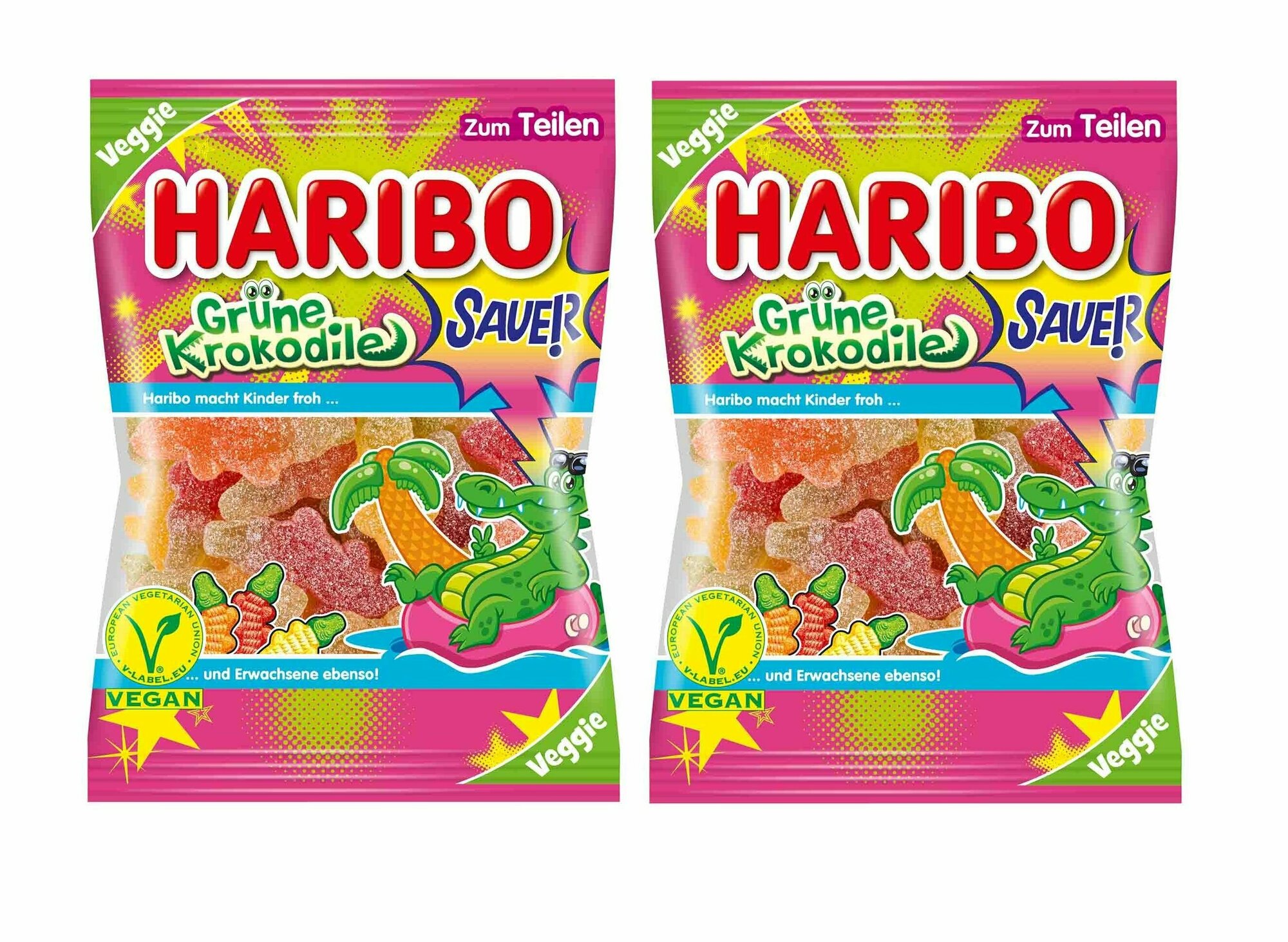 Мармелад жевательный Haribo Grune Krokodile / Харибо Зелёные Крокодилы, 2 шт по 175 гр. (Германия)