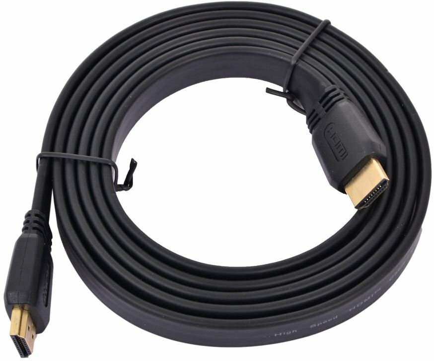Кабель HDMI 1.8м Gembird v1.4 плоский кабель черный позол.разъем CC-HDMI4F-6 - фото №1