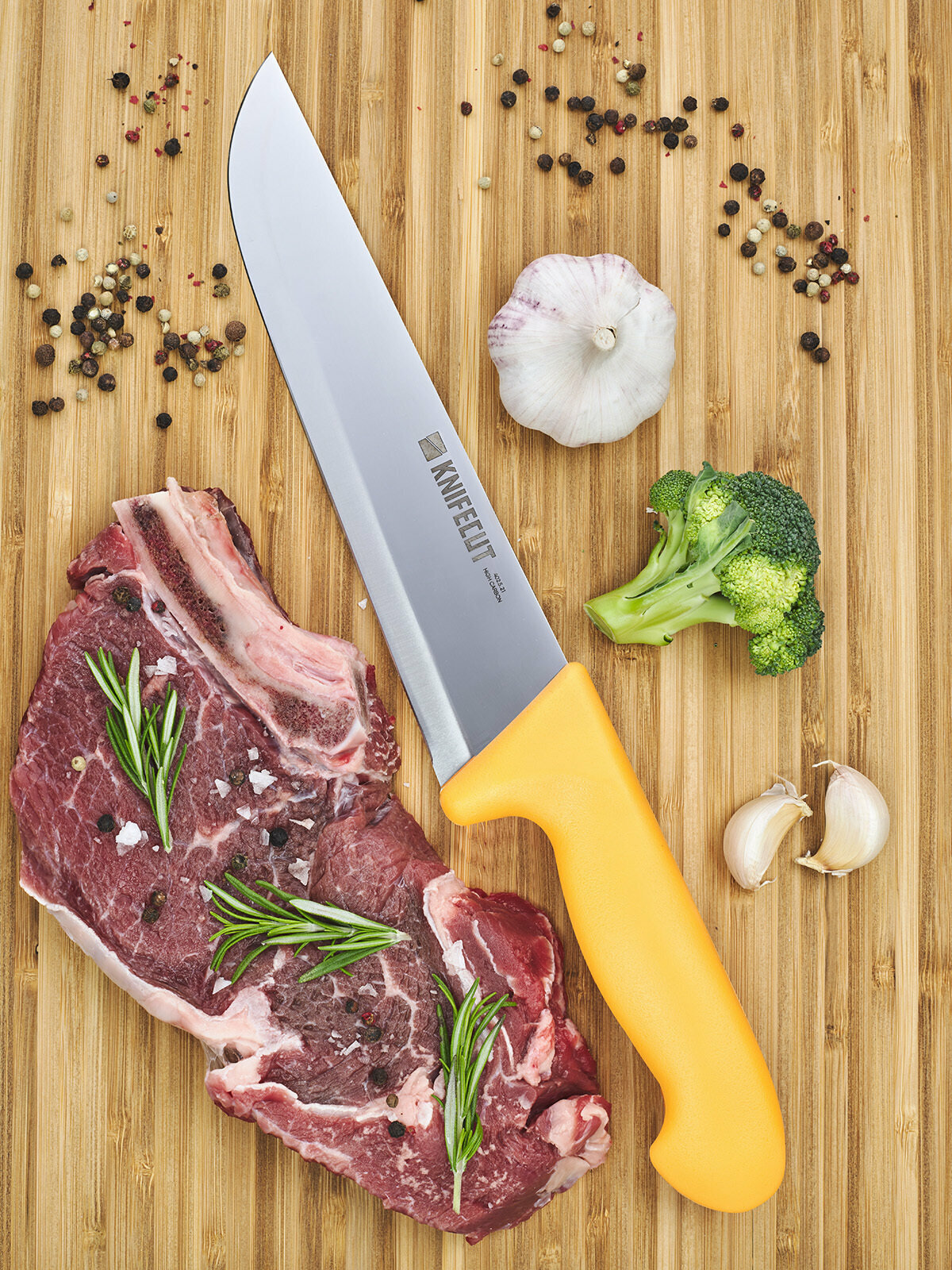 Нож разделочный нож KNIFECUT, нержавеющая сталь, нескользящая рукоять, 21 см