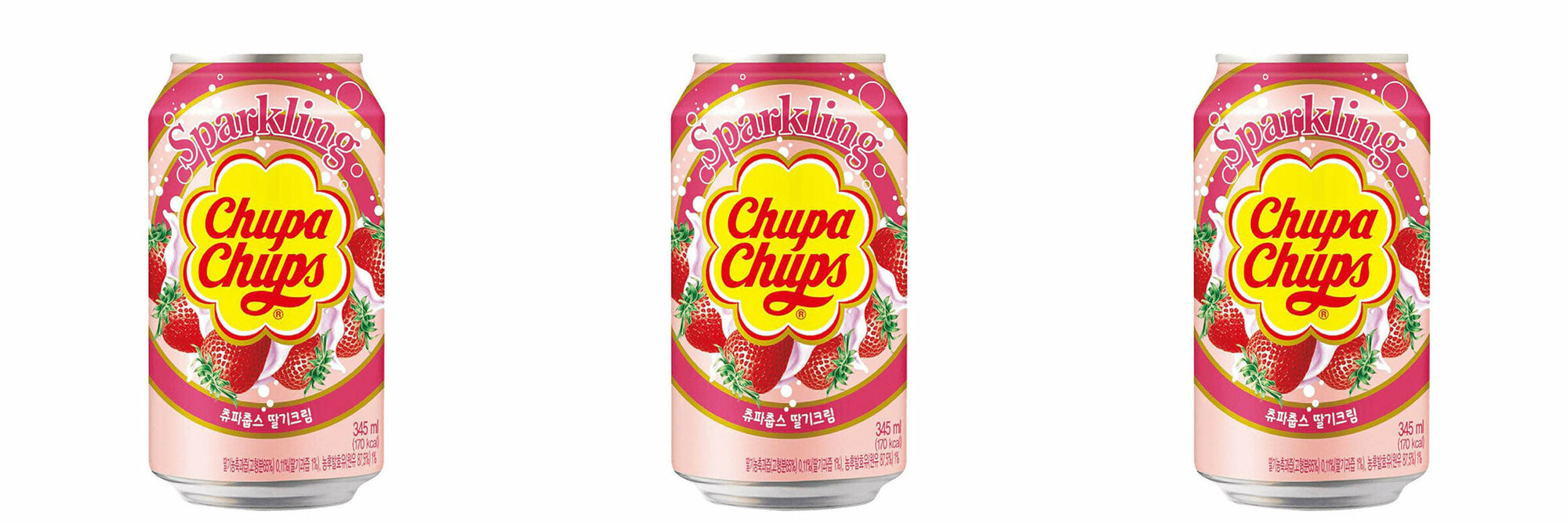 Chupa Chups Напиток газированный Клубника со сливками, 345 мл, 3 шт
