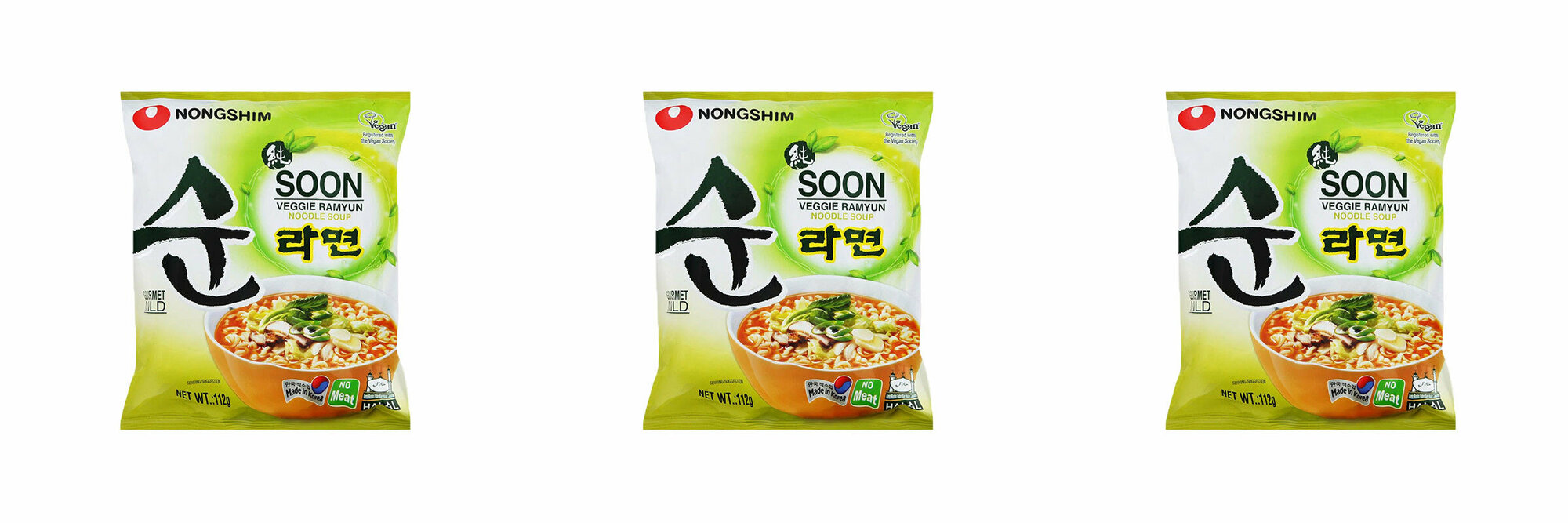 Nongshim Лапша быстрого приготовления Сун Веги овощная, 112 г, 3 шт