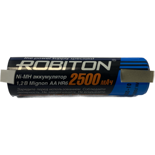 Аккумулятор ROBITON 2500MHAA-FT с выводами под пайку аккумулятор li ion soshine 18650 ft с выводами под пайку 3 7 v 3400 mah перезаряжаемый без защиты