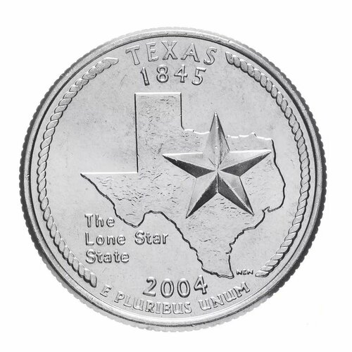 Монета 25 центов Техас. Штаты и территории. D США 2004 UNC сша набор монет 25 центов 50 state quarters set 1999 г d