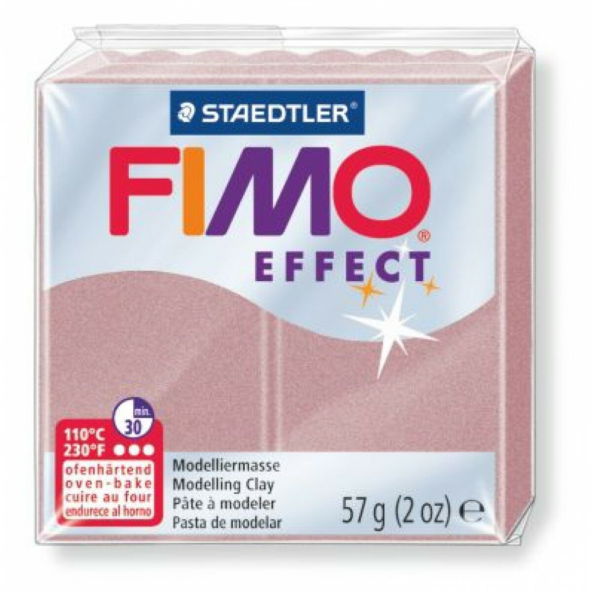 FIMO Effect полимерная глина, запекаемая в печке, уп. 56г цв. перламутровая роза, 8020-207