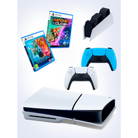 PS5 (ПC5) Игровая приставка Sony PlayStation 5 Slim disc + 2-й геймпад(голубой) + зарядное + игра Minecraft+ игра Ratchet Clank