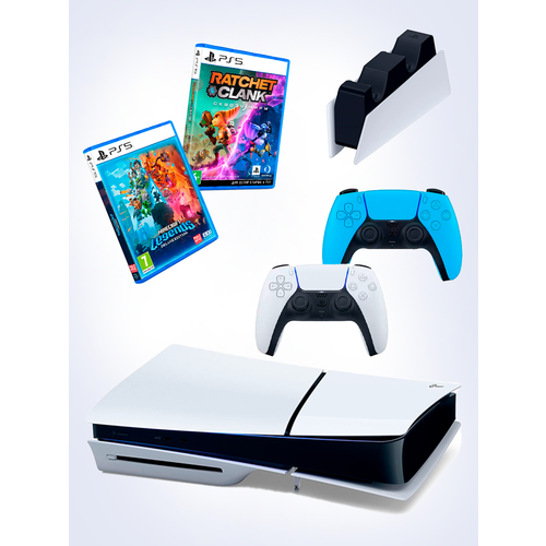 PS5 (ПC5) Игровая приставка Sony PlayStation 5 Slim disc + 2-й геймпад(камуфляж) + зарядное + игра Minecraft+ игра Ratchet Clank