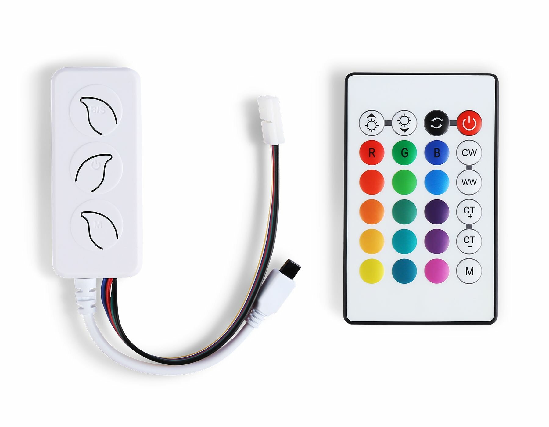 Контроллер WIFI Tuya для светодиодных лент RGB+CCT с управлением белого света c ИК пультом 10A 12V 120W/ 24V 240W