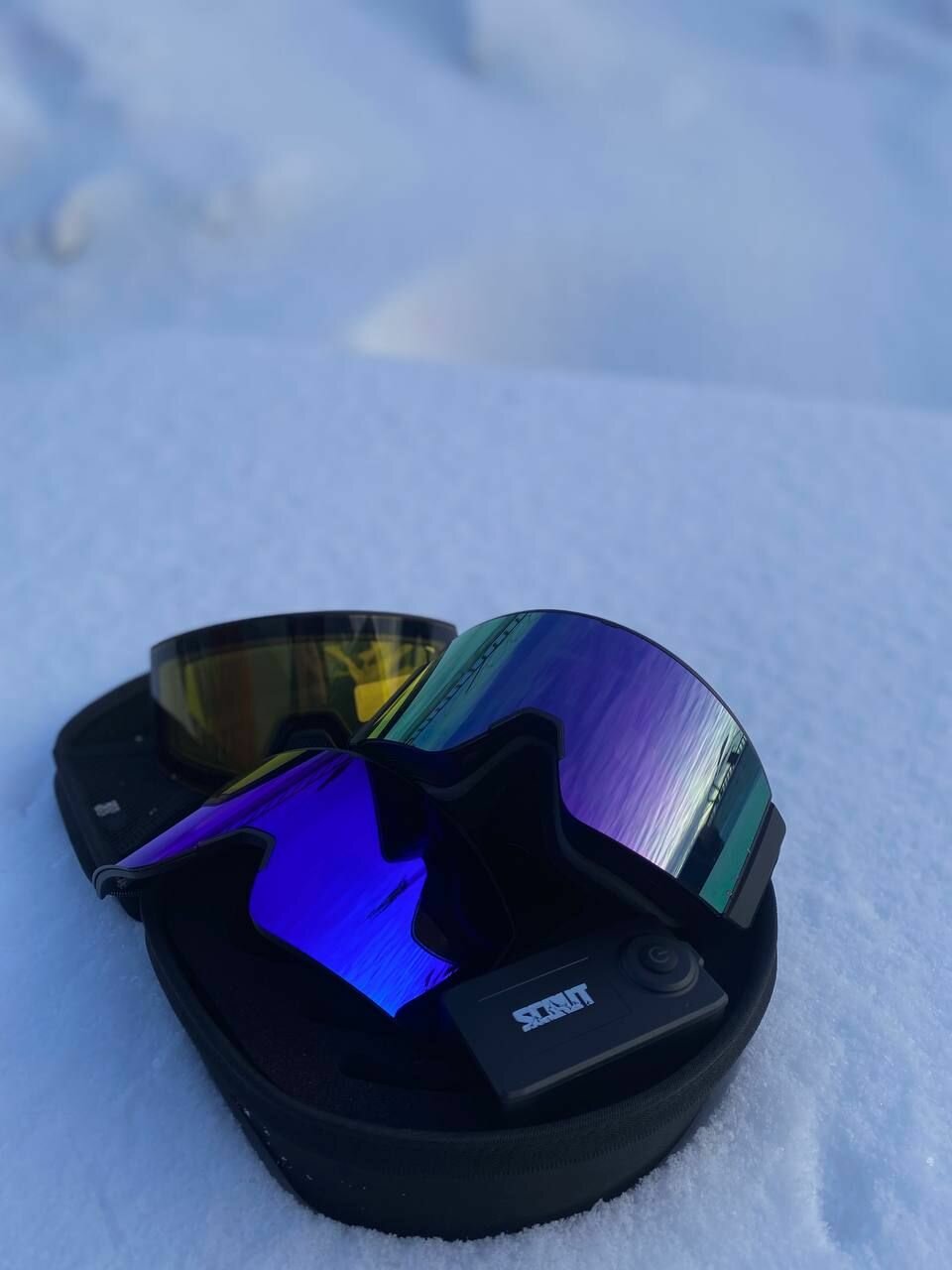 Комплект снегоходные очки с подогревом (фиолетовая + синяя линза) Scout Box Violet Dark blue
