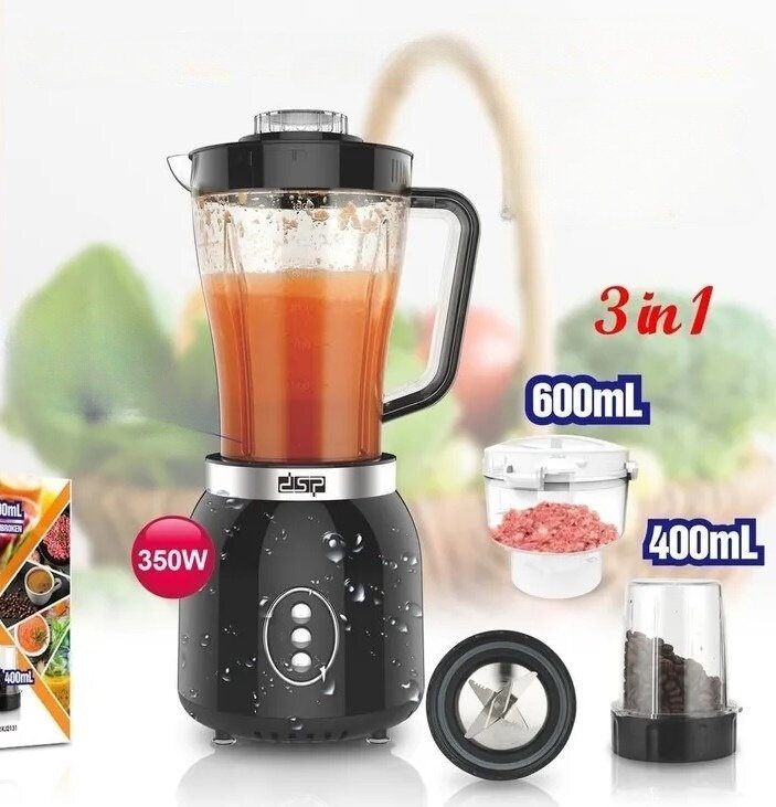 фото Блендер, стационарный бленде, 350Вт, 2 скорости работы, кофемолка в комплекте, защита от перегрева, съемная чаша