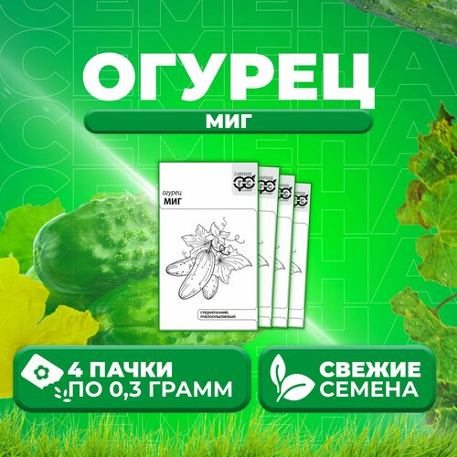 Огурец Миг, 0,3г, Гавриш, Белые пакеты (4 уп)