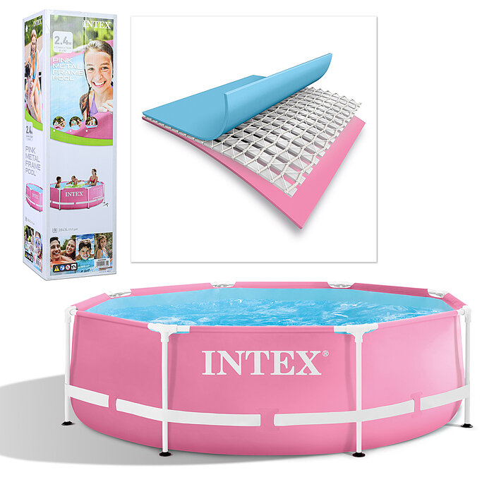 Бассейн каркасный Pink Frame Pool, 244 х 76 см, цвет розовый, 28290NP - фотография № 3