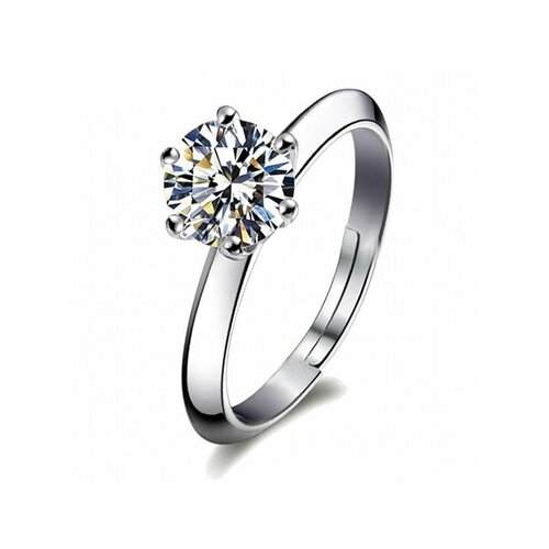 Кольцо, искусственный камень, циркон, безразмерное, серебряный кольцо искусственный камень безразмерное черный серебряный