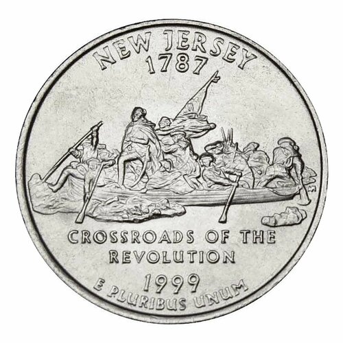 Монета 25 центов Нью Джерси. Штаты и территории. США D 1999 UNC монета 25 центов квотер 1 4 доллара штаты и территории огайо сша 2002 г в состояние unc без обращения