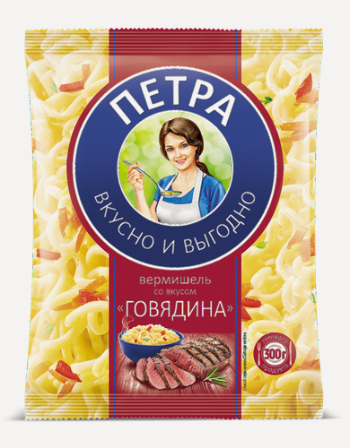 Изображение товара Упаковка из 56 штук Вермишель Петра говядина пак 50г