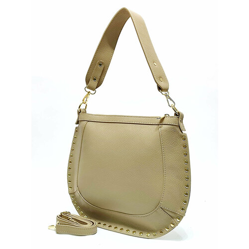 фото Сумка седло steffalini, фактура зернистая, бежевый