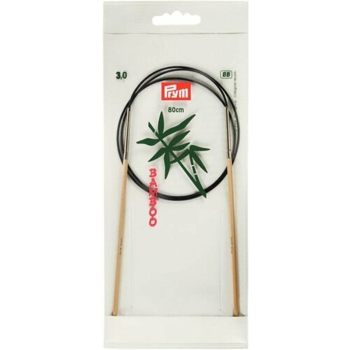 prym 1530 спицы круговые бамбук 10 60 см Спицы круговые Bamboo с гибкой фиолетовой леской 3мм/80см, Prym, 221504