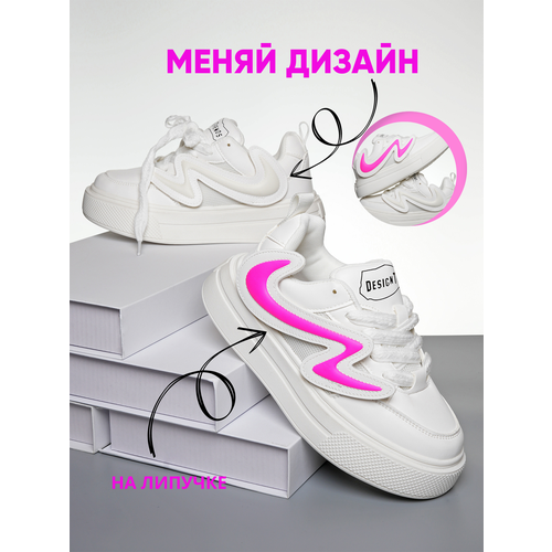 фото Кеды bi & ki, размер 38, белый, розовый