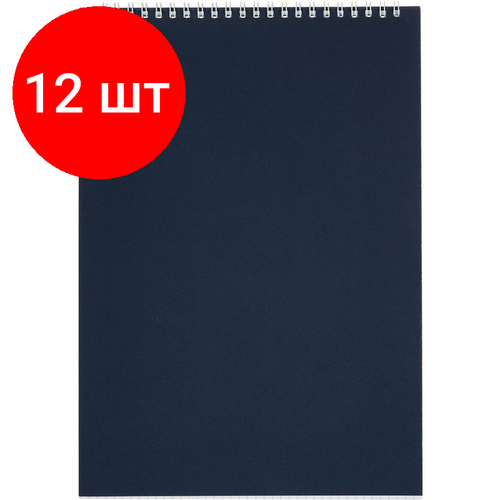 Комплект 12 штук, Блокнот на спирали А4 60л. синий картон д/лог. клет.14 блокнот альт на спирали а4 60 листов синий клетка