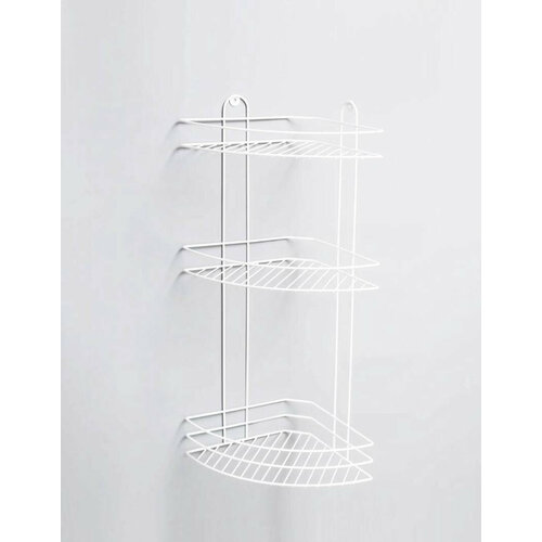 Полка для ванной комнаты угловая металлическая 3-х ярусная Цвет Белый 1978₽