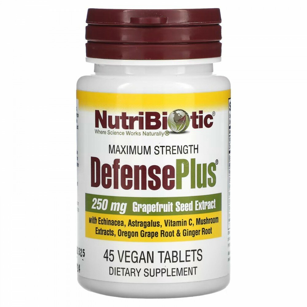 NutriBiotic DefensePlus максимальная сила 45 веганских таблеток