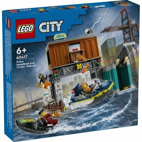 Конструктор LEGO City 60417 Полицейский катер и убежище преступников полицейский грузовик lego® city 7288