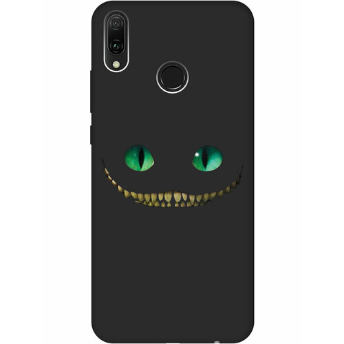 Матовый Soft Touch силиконовый чехол на Huawei Y9 (2019), Хуавей У9 2019 с 3D принтом Cheshire Cat черный матовый soft touch силиконовый чехол на huawei p10 plus хуавей п10 плюс с 3d принтом cheshire cat черный