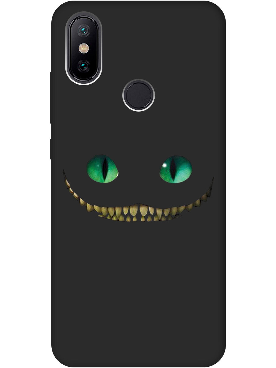 Матовый Soft Touch силиконовый чехол на Xiaomi Mi 6X, Mi A2, Сяоми Ми 6Х, Ми А2 с 3D принтом "Cheshire Cat" черный