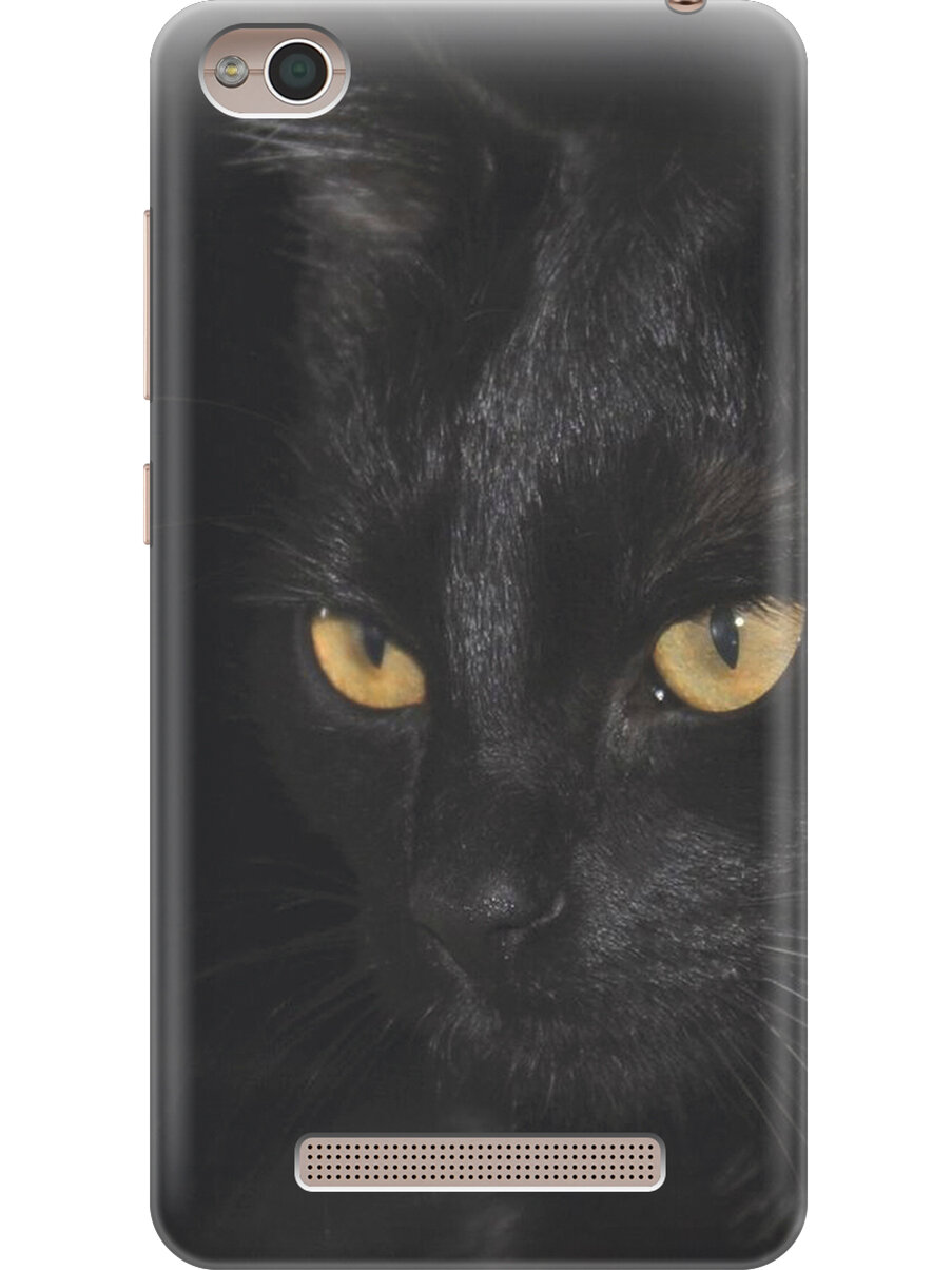 Силиконовый чехол на Xiaomi Redmi 4A, Сяоми Редми 4А с эффектом блеска "Черная кошка"