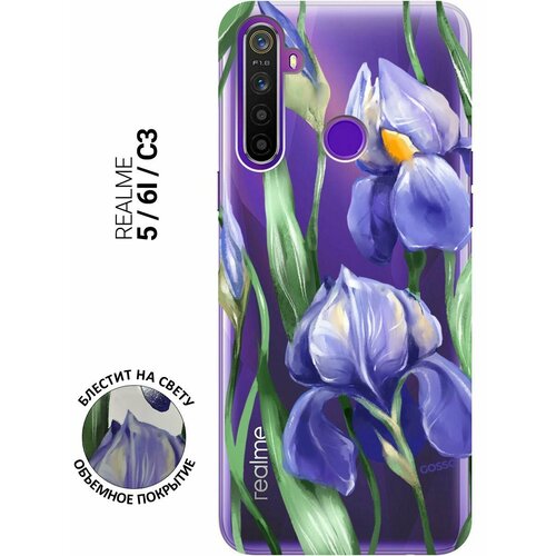 Силиконовый чехол на realme 5, 6i, C3, Рилми 5, 6 ай, С3 с 3D принтом Amazing Irises прозрачный чехол книжка на realme 5 6i c3 рилми 5 6 ай с3 с 3d принтом amazing roses золотой