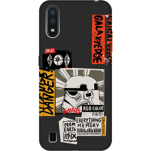 Матовый Soft Touch силиконовый чехол на Samsung Galaxy A01, Самсунг А01 с 3D принтом Stormtrooper Stickers черный матовый soft touch силиконовый чехол на samsung galaxy s6 самсунг с6 с 3d принтом stormtrooper stickers черный