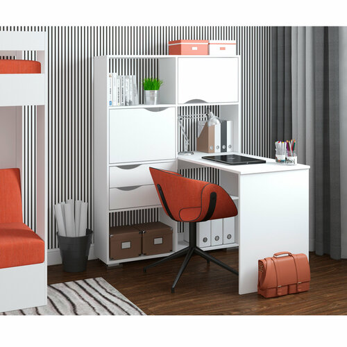 Компьютерный стол угловой Есэндвич Лаворо 110x110х150 см левый Белый 21990₽