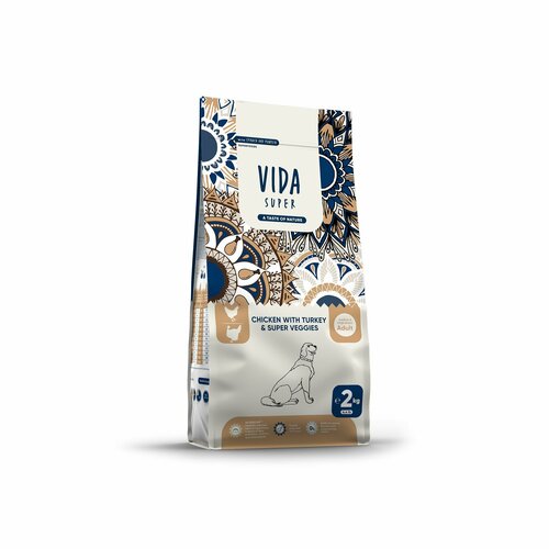 VIDA Super (Вида) Сухой корм для взрослых собак средних и крупных пород с курицей, индейкой и овощами / 2 кг