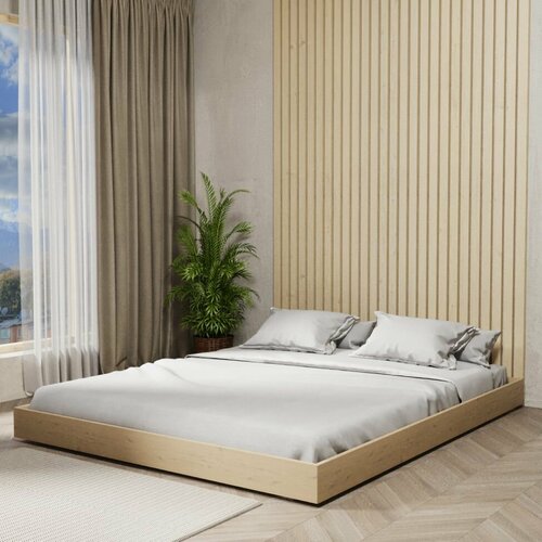 Кровать низкая двуспальная подиум 120x200 Генрих без ножек цвет Сосна