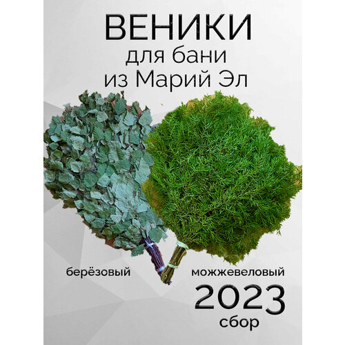 Комплект веников для бани, березовый и можжевеловый из Марий Эл