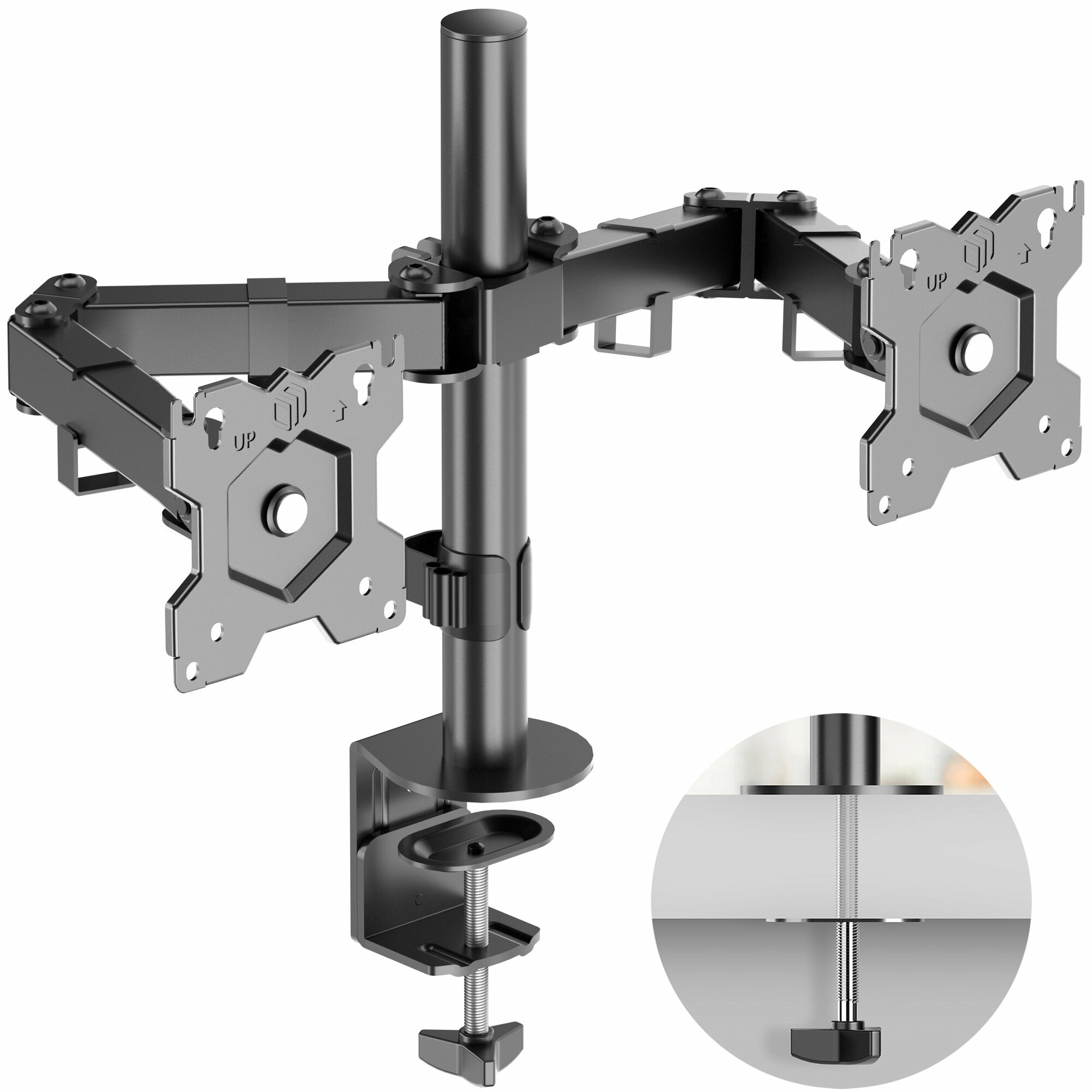 Кронштейн для двух мониторов ONKRON D221E настольный, диагональ 13"-32", 2 по 8 кг, черный